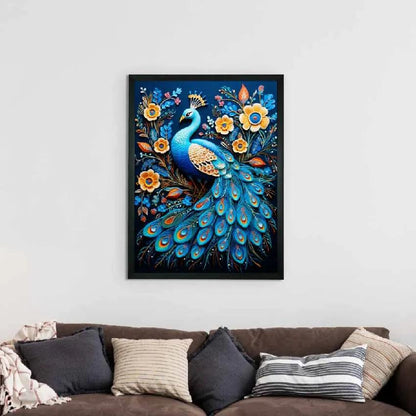 Peacock Bloom Canvas Elegance Wall Painting