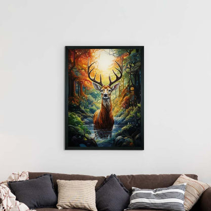 Long Horn Deer Abstract Canvas Wall Painting