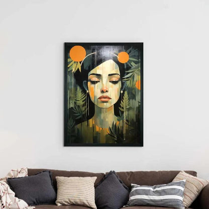 Sad Women Flowers Artisan Canvas Wall Painting