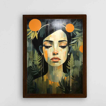 Sad Women Flowers Artisan Canvas Wall Painting