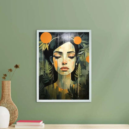 Sad Women Flowers Artisan Canvas Wall Painting