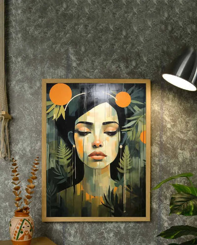 Sad Women Flowers Artisan Canvas Wall Painting