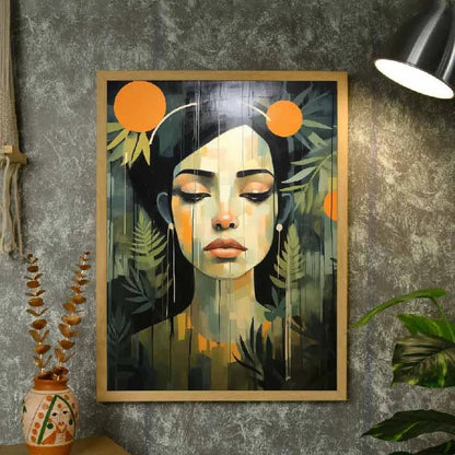 Sad Women Flowers Artisan Canvas Wall Painting