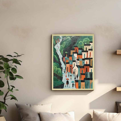 Geometric Buildings Artisan Canvas Wall Painting