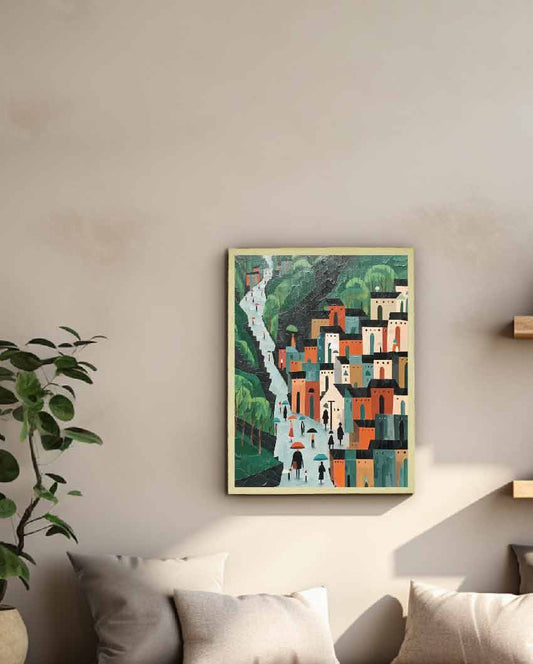 Geometric Buildings Artisan Canvas Wall Painting