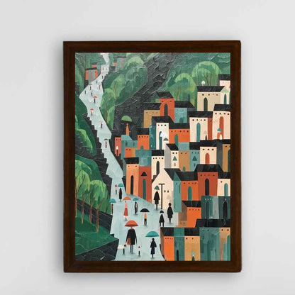 Geometric Buildings Artisan Canvas Wall Painting