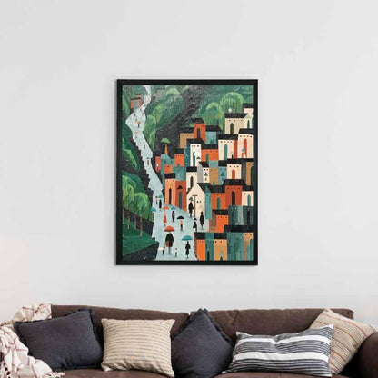 Geometric Buildings Artisan Canvas Wall Painting