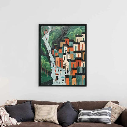 Geometric Buildings Artisan Canvas Wall Painting