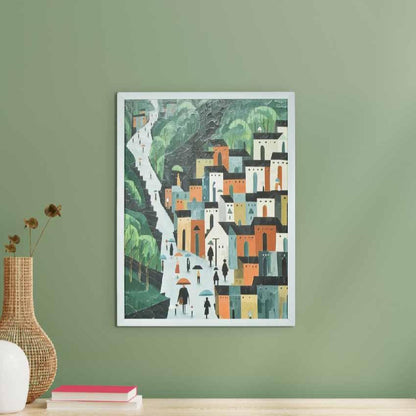 Geometric Buildings Artisan Canvas Wall Painting