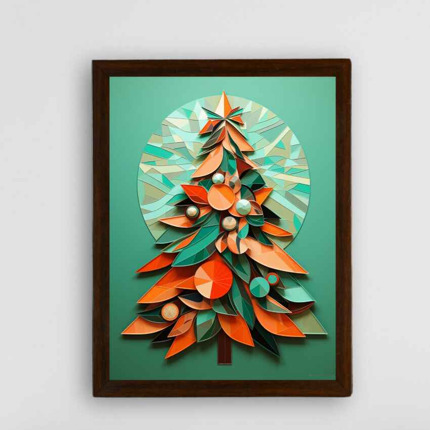 Artisan Christmas Tree Canvas Wall Painting