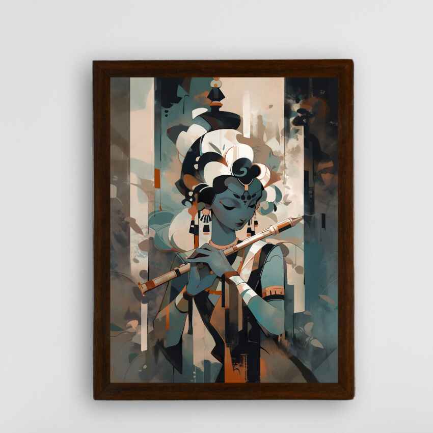 Krishna with Flute Canvas Premium Wall Painting