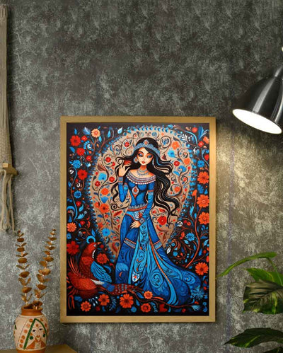 Aura Collection Canvas Blue Girl Flower Wall Painting