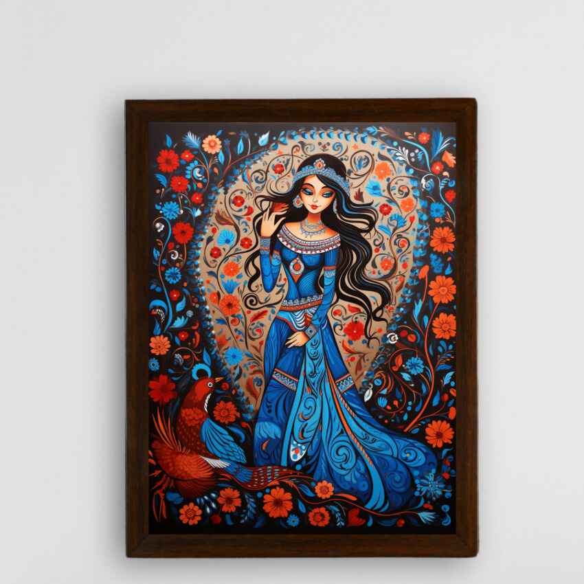 Aura Collection Canvas Blue Girl Flower Wall Painting