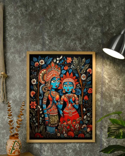 Serenity Krishna & Radha's Bliss Canvas Wall Painting