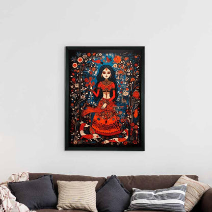 Artisan Red Women Decor Masterpiece Wall Painting