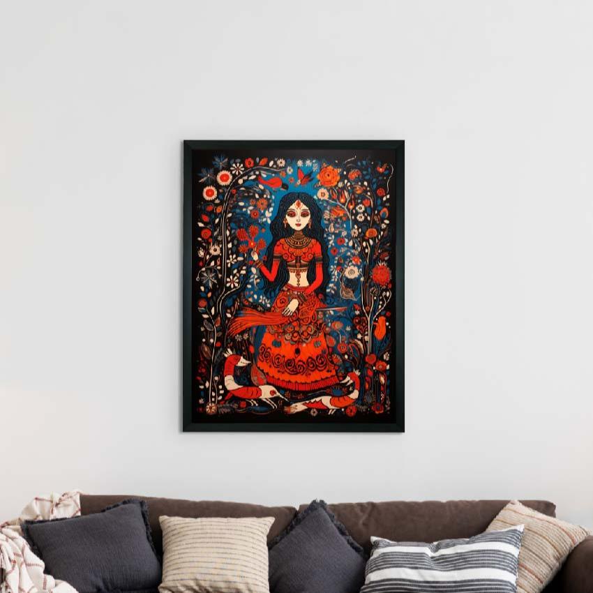 Artisan Red Women Decor Masterpiece Wall Painting