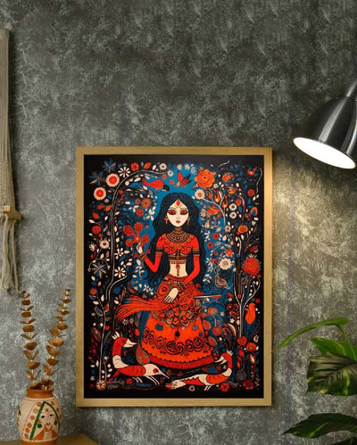 Artisan Red Women Decor Masterpiece Wall Painting