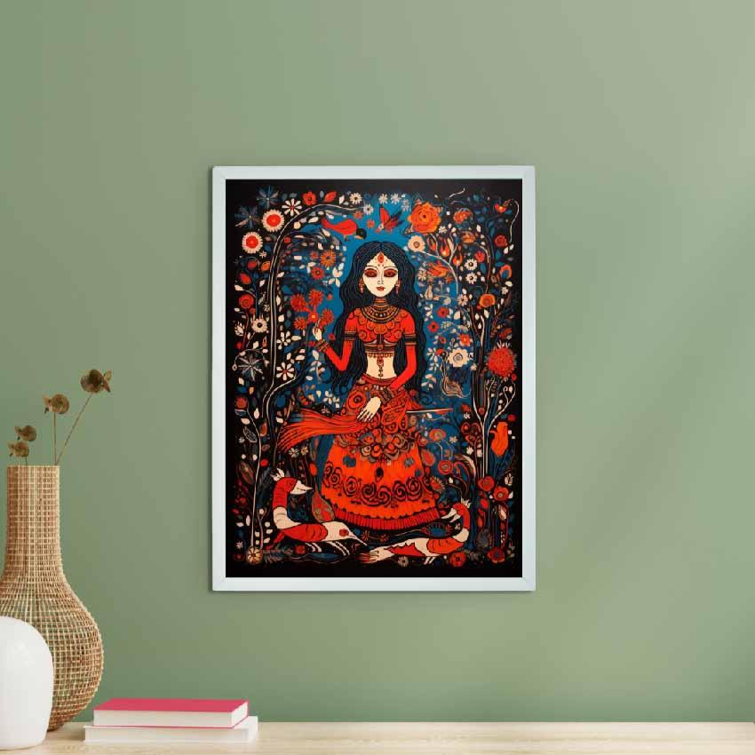 Artisan Red Women Decor Masterpiece Wall Painting