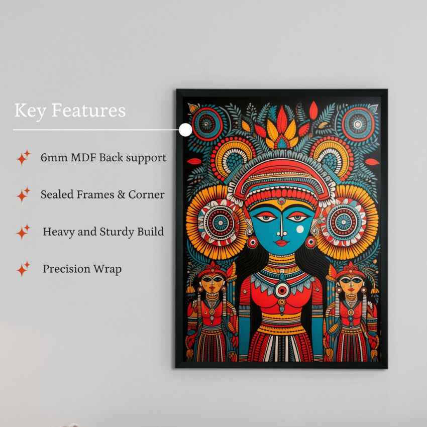 Handcrafted Canvas Women's Circle Mukut Wall Painting