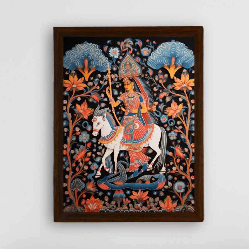 Mythical Women on Horse Artisan Canvas Wall Painting