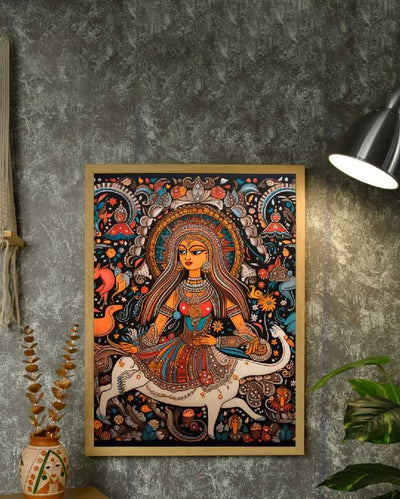 Mythical Aura Artisan Women with Animal Canvas Wall Painting