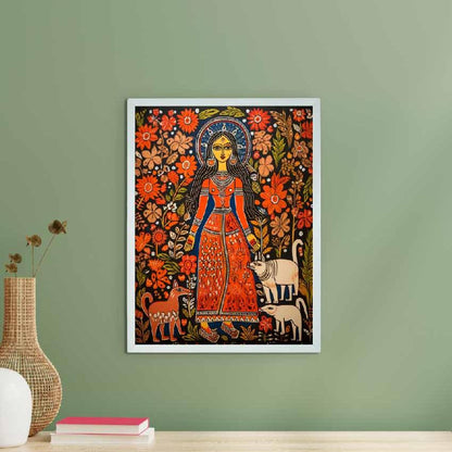 Women in Red Flower Aura Elegance Canvas Wall Painting