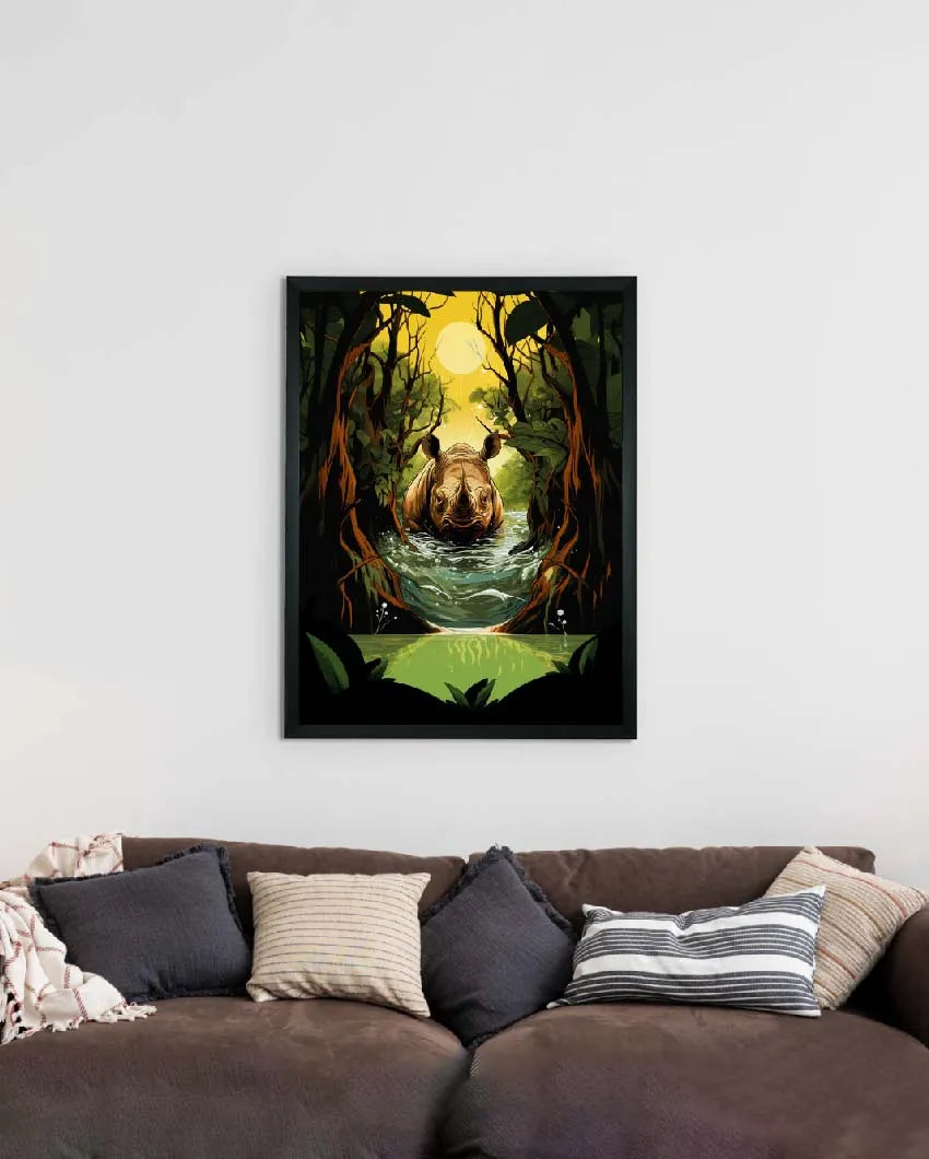 Rhino Wall Print Canvas Home Decor Wall Painting