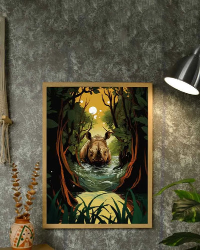 Rhino Wall Print Canvas Home Decor Wall Painting