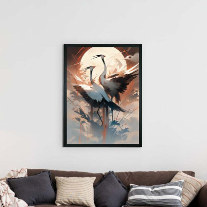 Moonlight Sarus Canvas Artisan Wall Painting