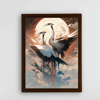 Moonlight Sarus Canvas Artisan Wall Painting