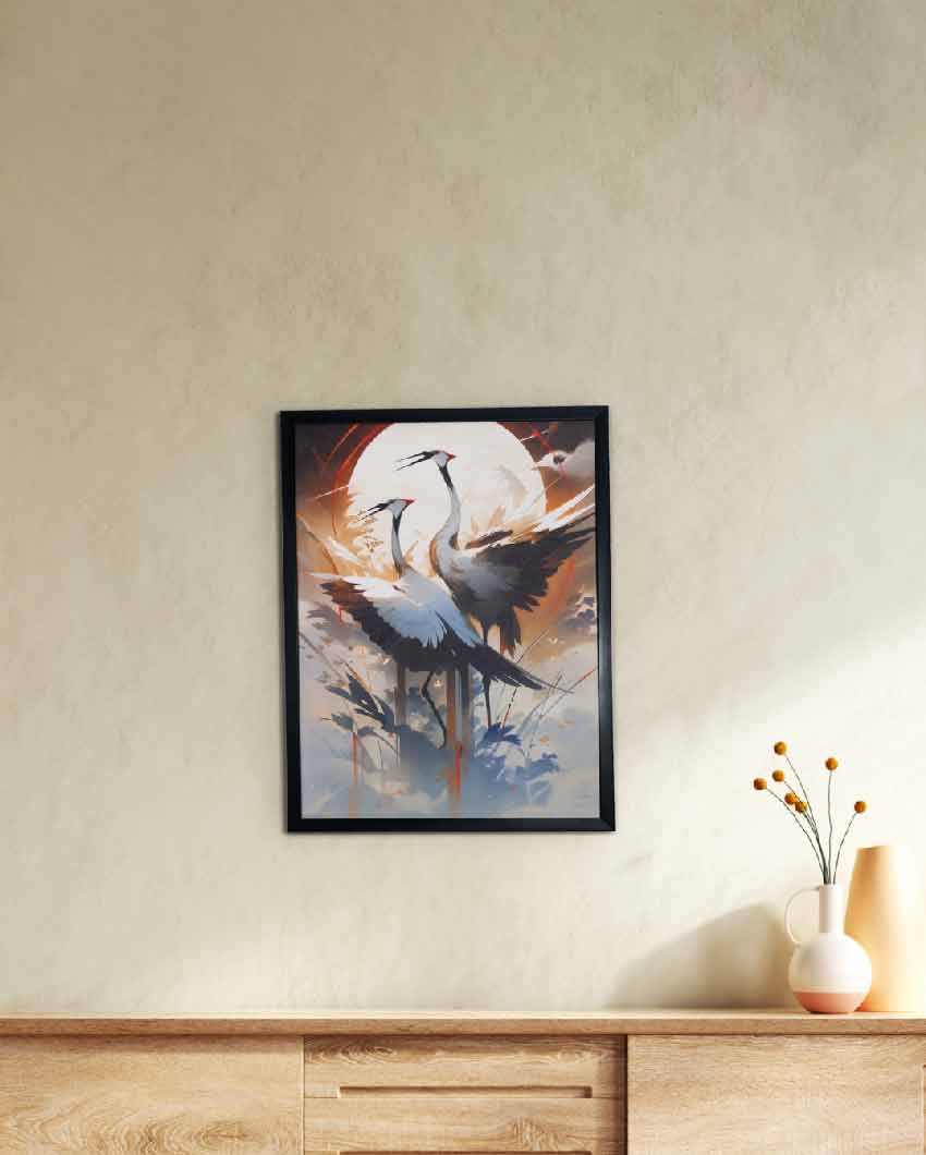 Moonlight Sarus Canvas Artisan Wall Painting