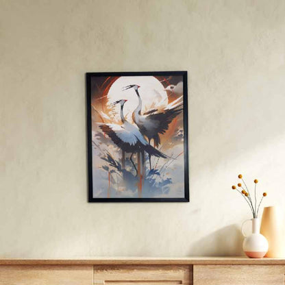 Moonlight Sarus Canvas Artisan Wall Painting