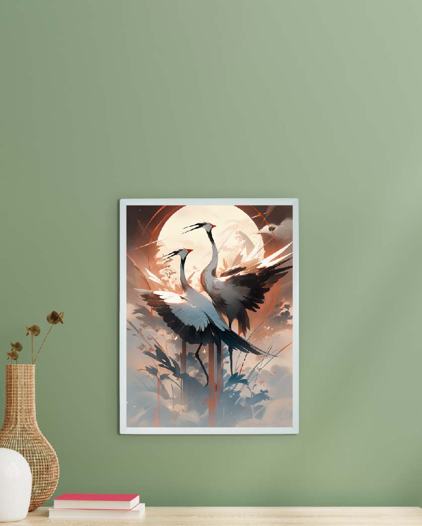 Moonlight Sarus Canvas Artisan Wall Painting