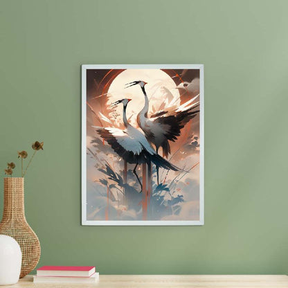 Moonlight Sarus Canvas Artisan Wall Painting