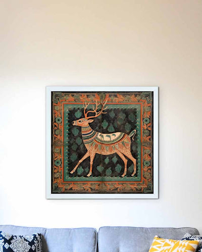 Sacred Deer Pichwai Artisan Canvas Wall Painting