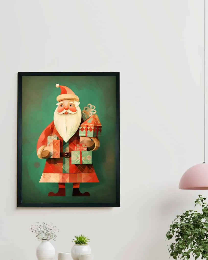 Red Santa Canvas Festive Home Décor Wall Painting