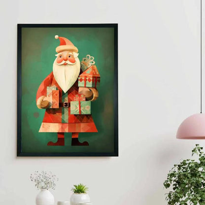 Red Santa Canvas Festive Home Décor Wall Painting