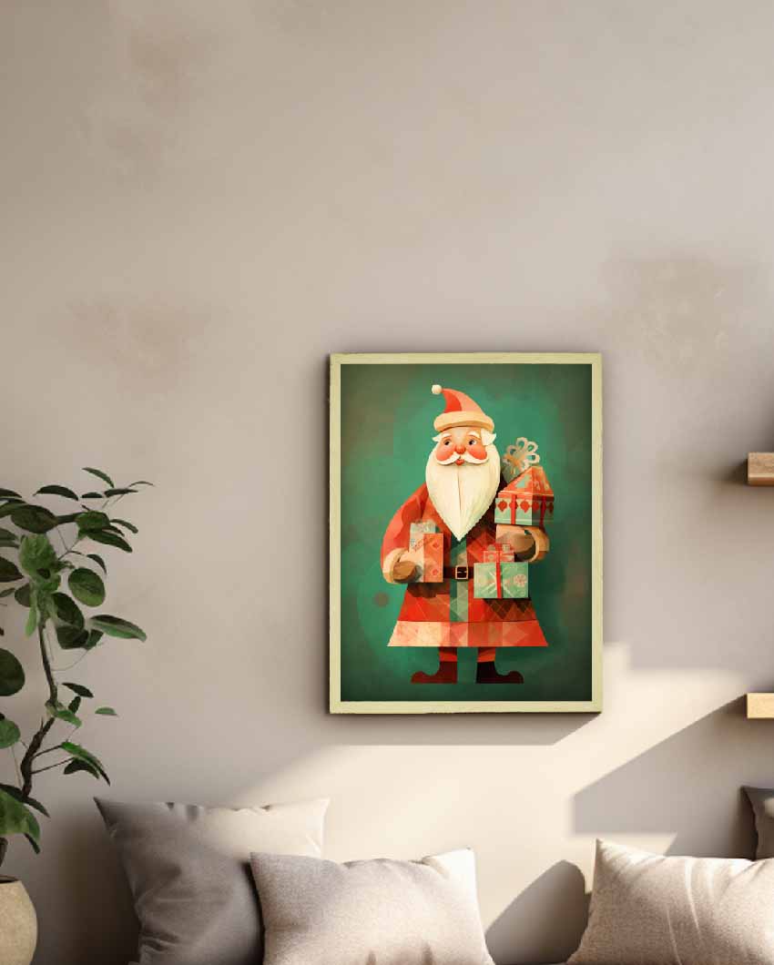 Red Santa Canvas Festive Home Décor Wall Painting