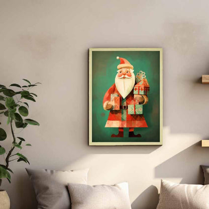 Red Santa Canvas Festive Home Décor Wall Painting