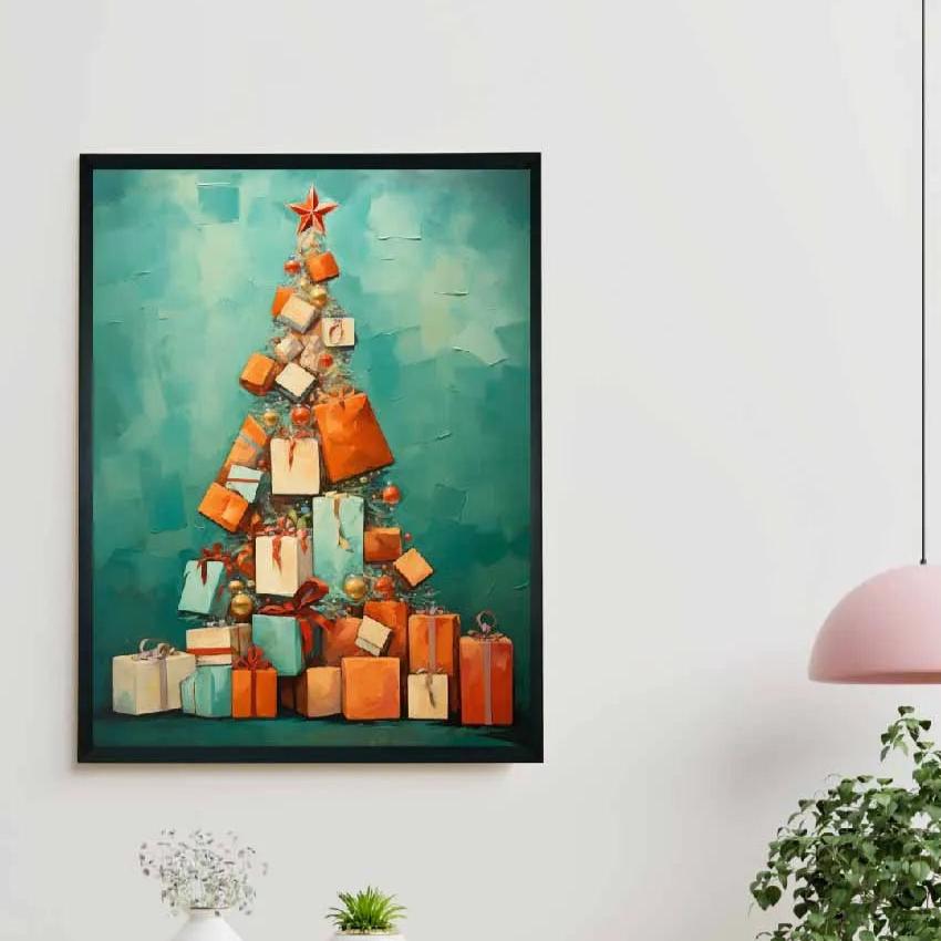 Artisan Tree with Gifts Canvas Wall Painting