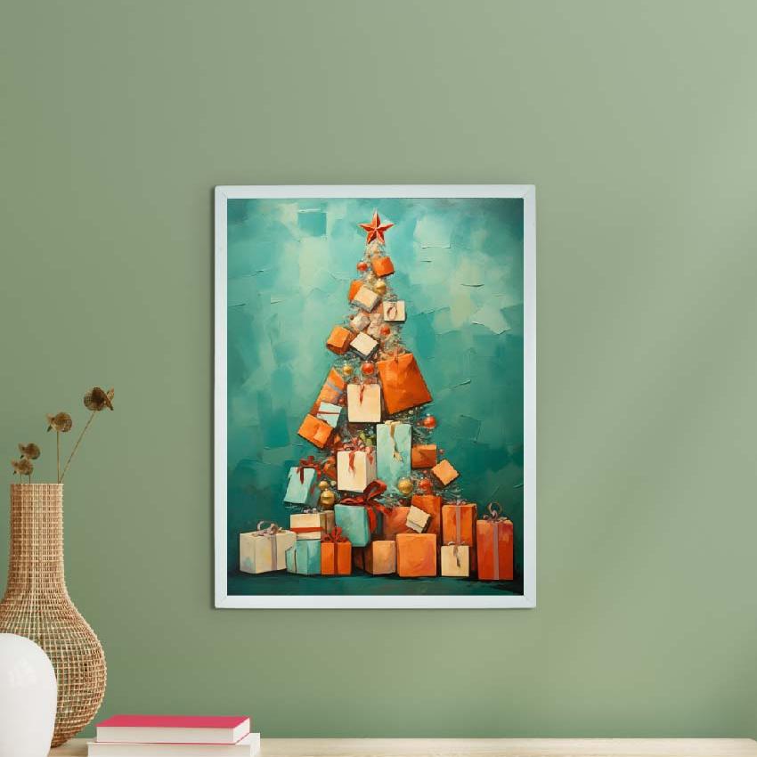 Artisan Tree with Gifts Canvas Wall Painting