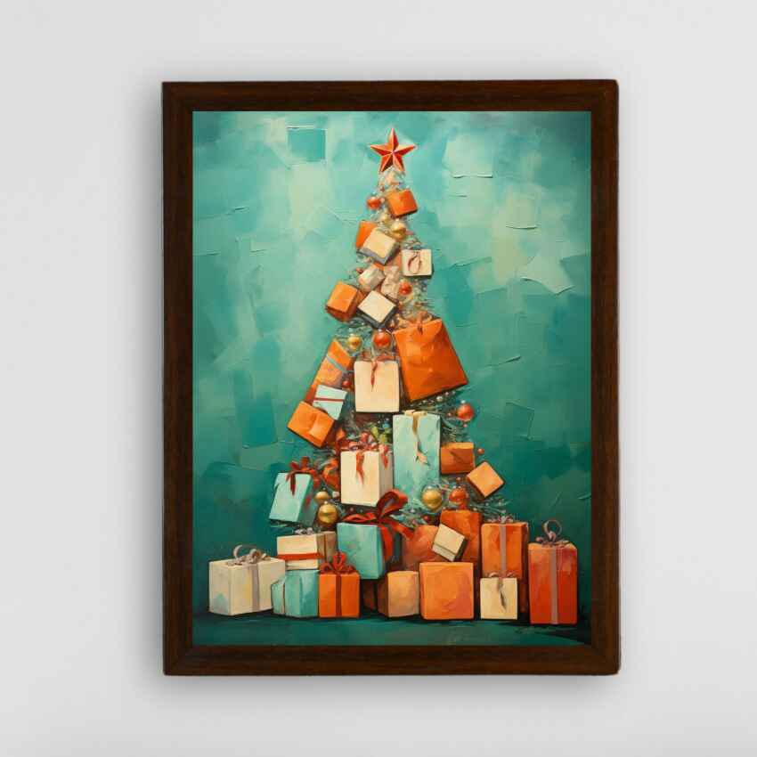 Artisan Tree with Gifts Canvas Wall Painting