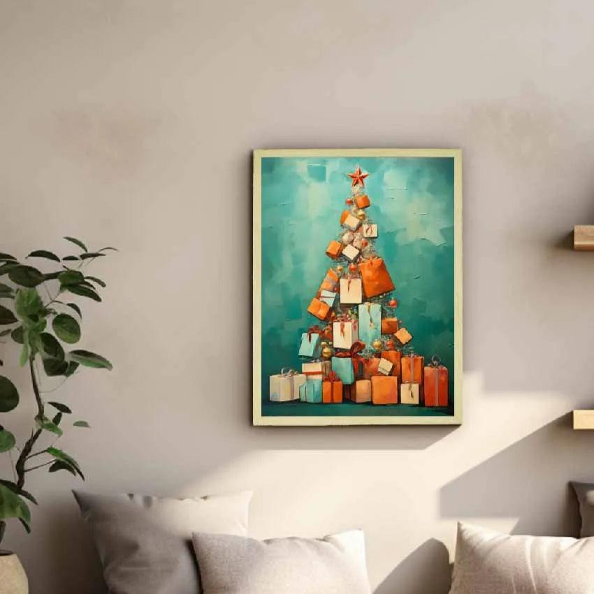 Artisan Tree with Gifts Canvas Wall Painting