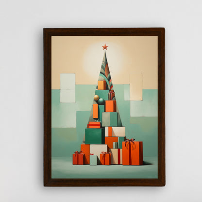 Triangle Tree with Gifts Canvas Wall Painting