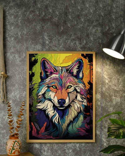 Wolf Wild Life Inspired Abtract Wall Painting