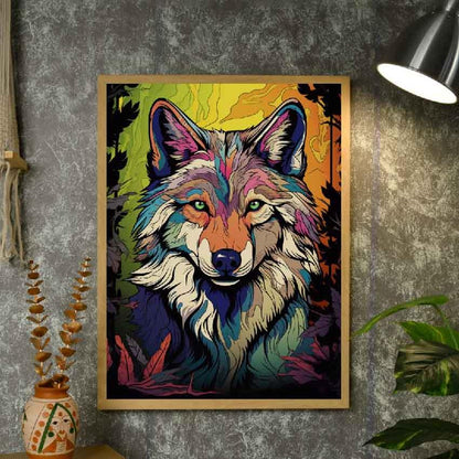 Wolf Wild Life Inspired Abtract Wall Painting