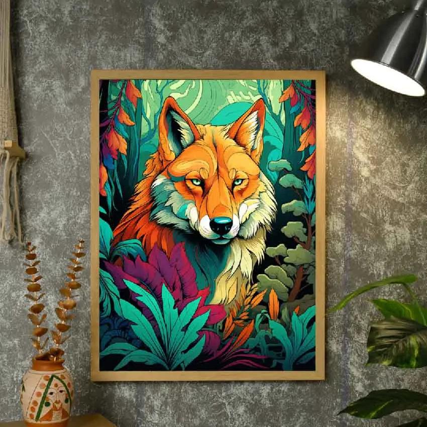 Abstract Wolf Harmony Canvas Wall Painting