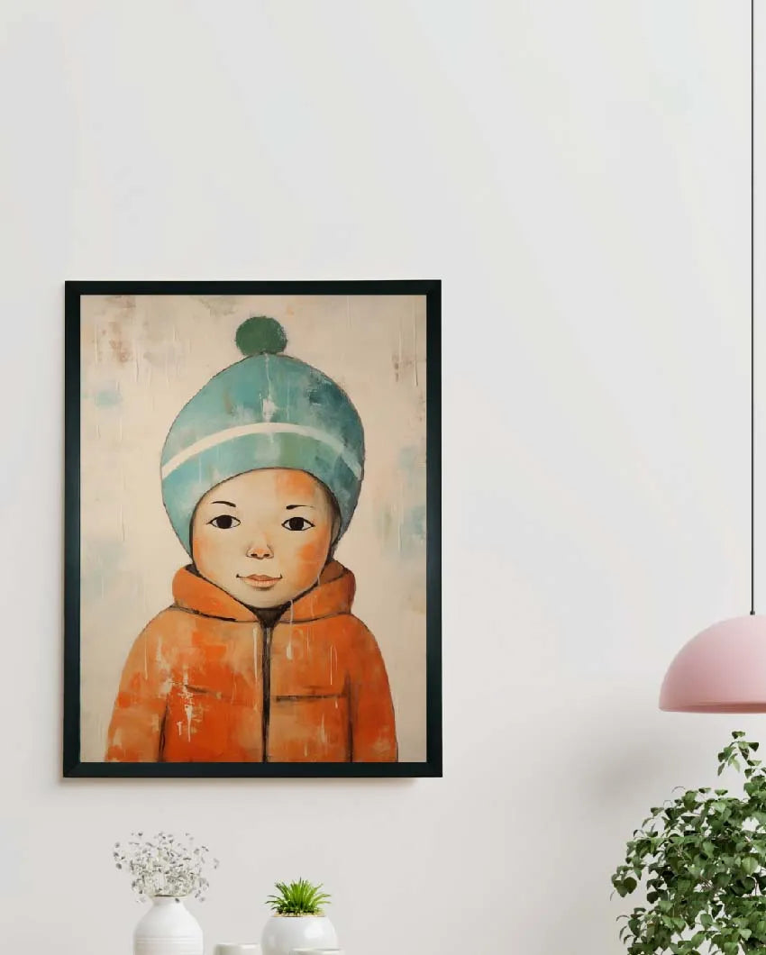 Winter Boy Abstract Canvas Artisan Wall Painting