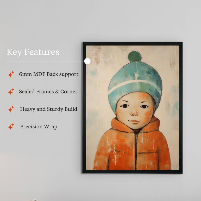 Winter Boy Abstract Canvas Artisan Wall Painting