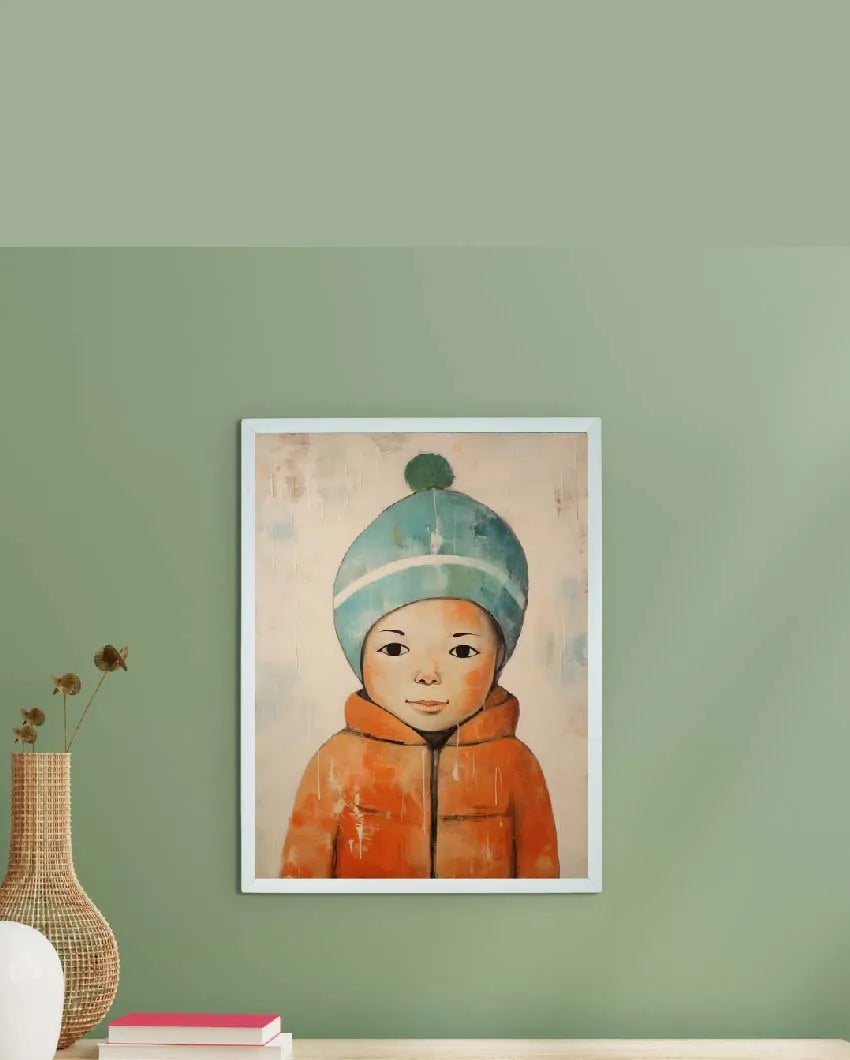 Winter Boy Abstract Canvas Artisan Wall Painting